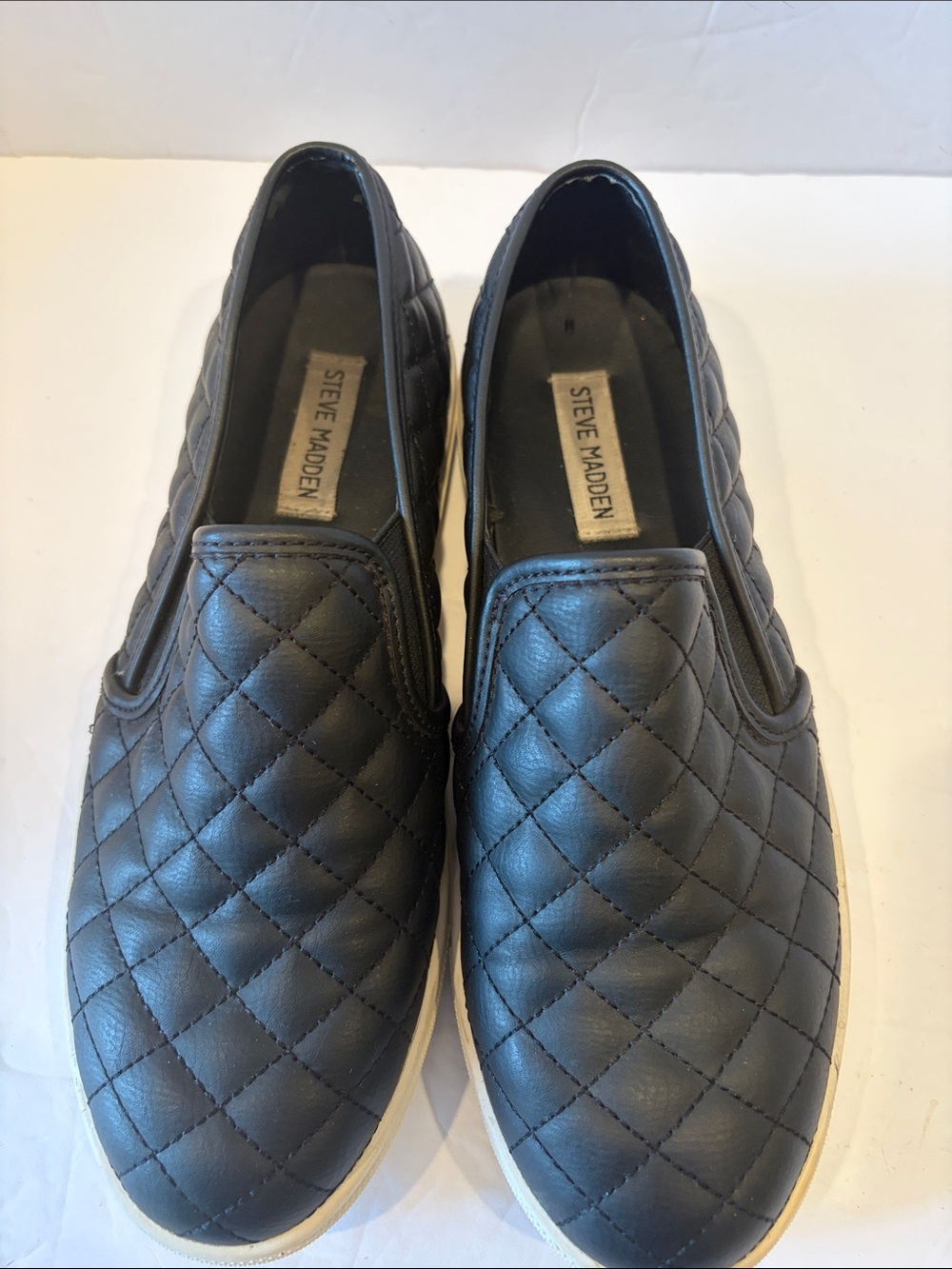 Steve Madden Women’s Quilted Black Slip-On Loafers